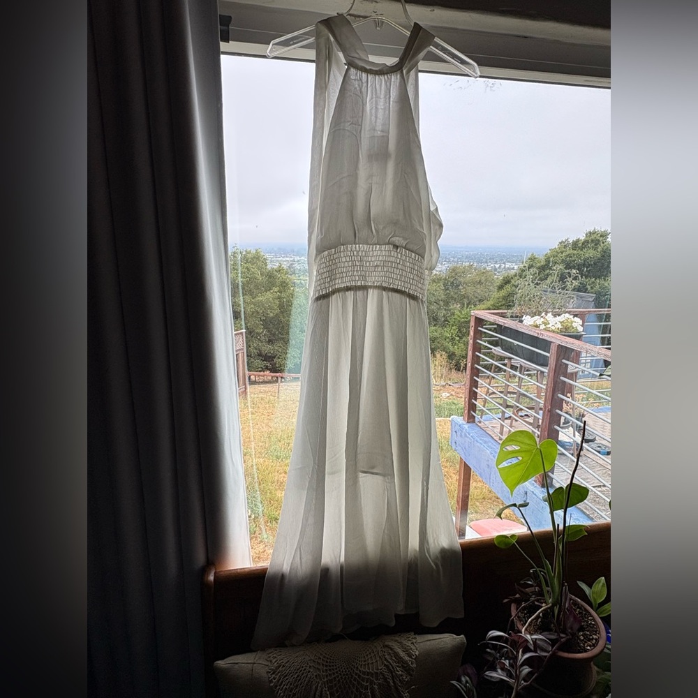 Allegra K Size Large White Dress Tea Length